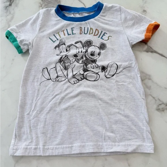 Disney Little Buddies T-Shirt - White with Blue, Green, and Orange Trim - Picture 2 of 6